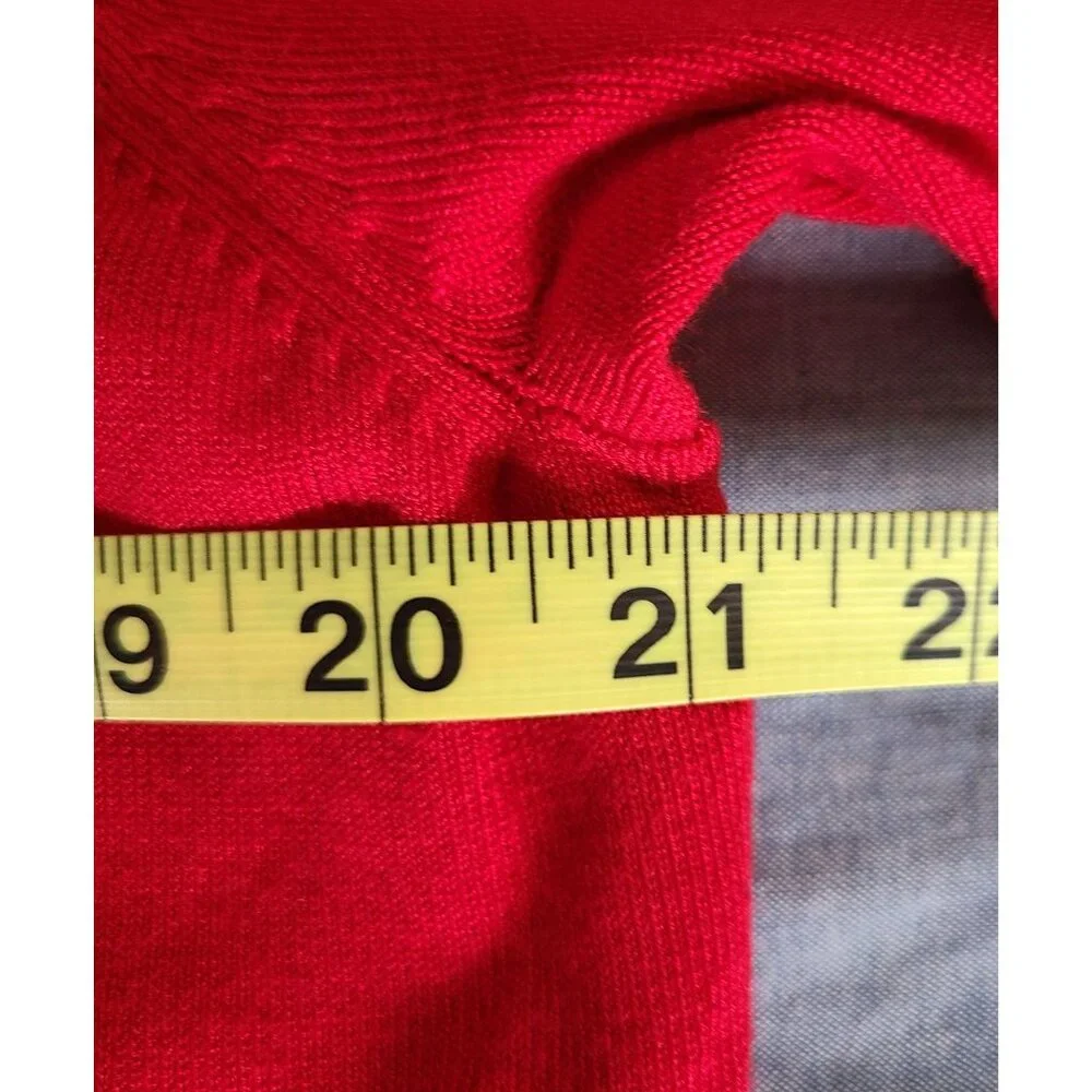 Joseph A. Womens Size 1X Cardigan Red 3/4 Sleeve Button-Front Sweater - Picture 8 of 9